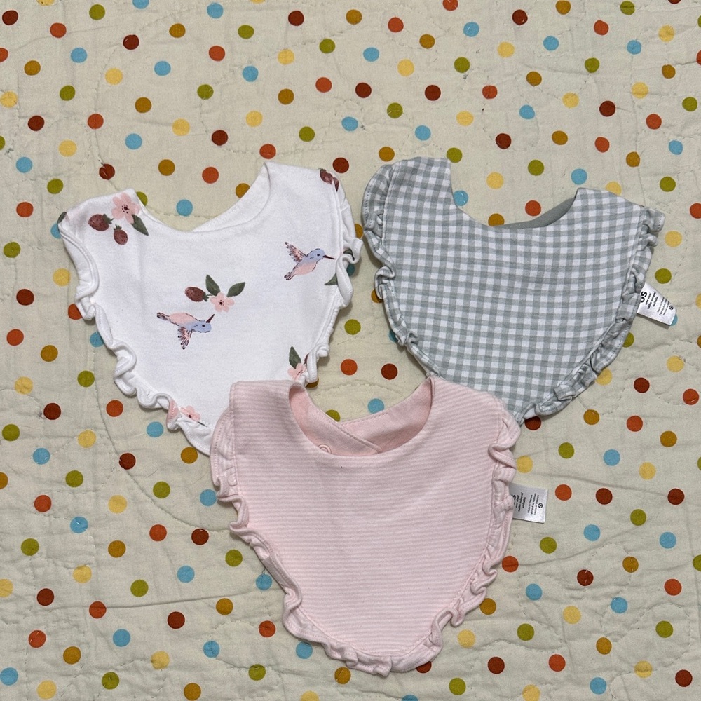 Carter's Pink, White, and Sage Baby Bib Trio